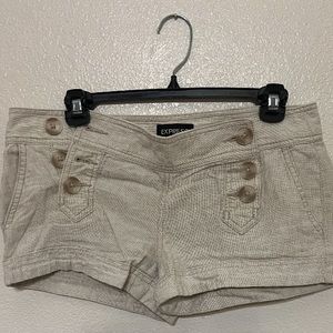 Express khaki button up  linen shorts EUC